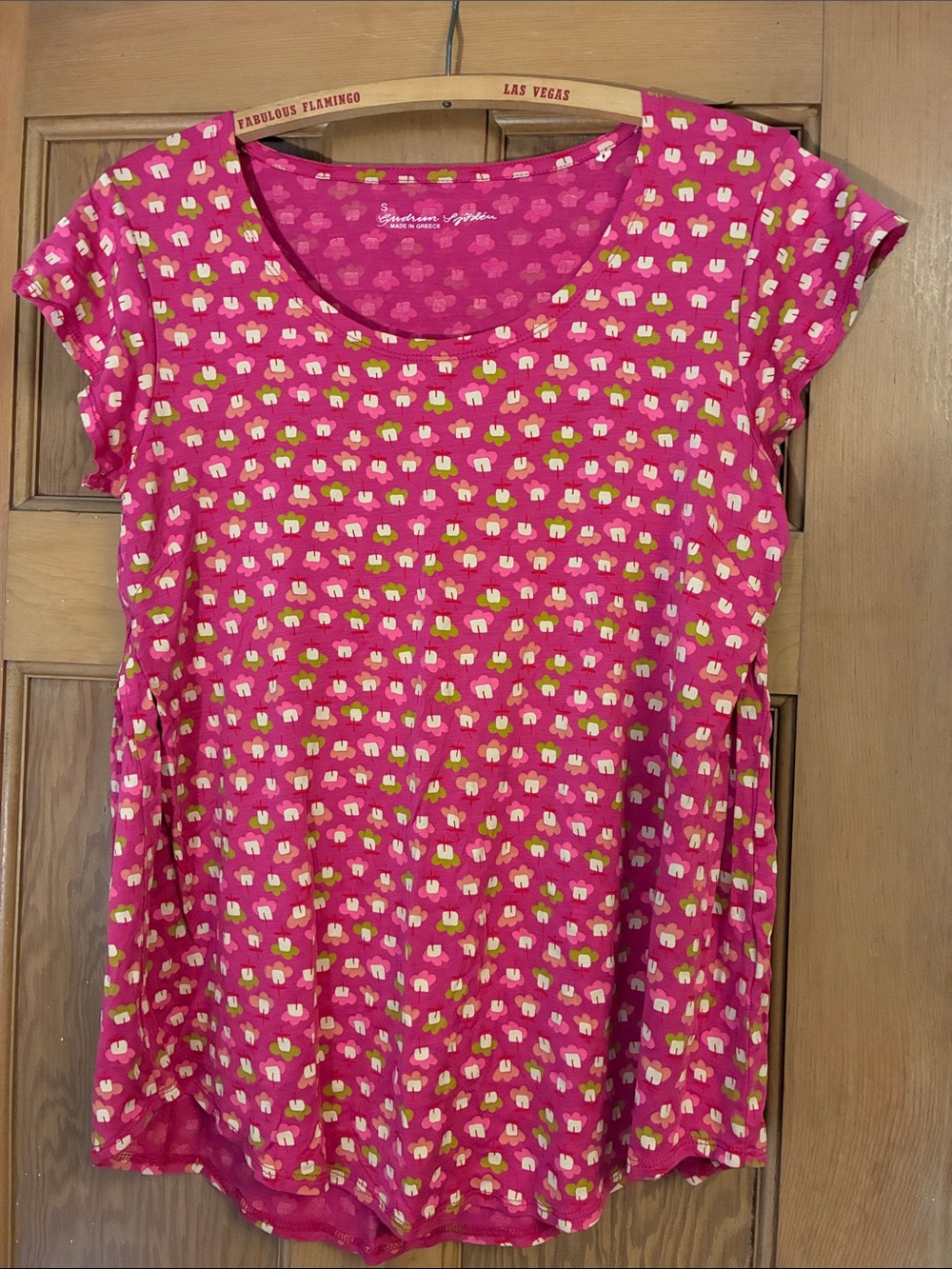 Gudrun Sjoden Hot Pink Short Sleeve Tee with Tulip Print